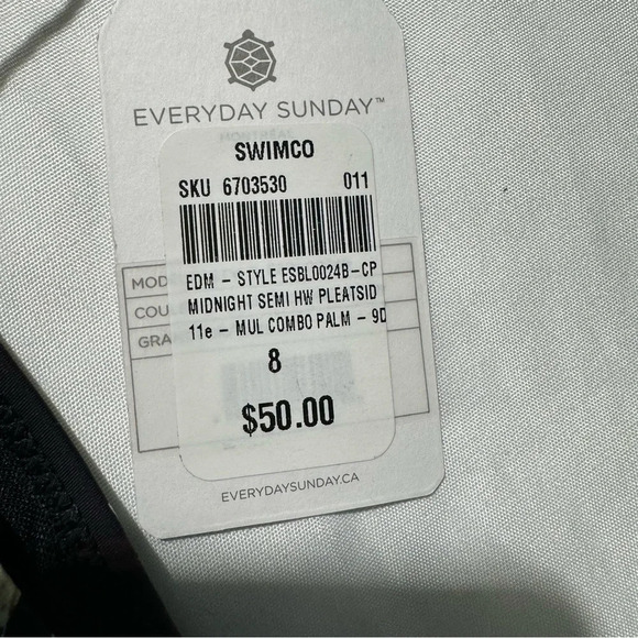 NWT Everyday Sunday Bikini Bottoms High Waited Midnight Multi colour Palm size 8 - Picture 2 of 10